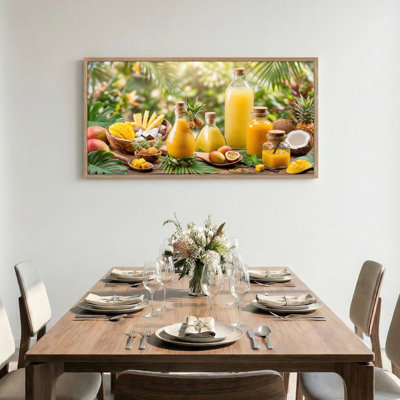 Tableau encadré sur toile, motif de fruits tropicaux, 1 pièce, 147 x 71 cm