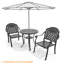Ensemble de salle à manger d'extérieur rond de 78 cm (30,71 po) avec trou pour parasol, 2 chaises empilables, coussins rouges, ensemble 3 pièces