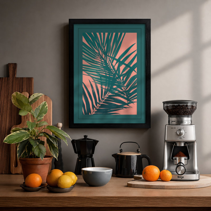 Palms Tropical - Framed Print, A3 - 42.0 x 29.7 cm, Black