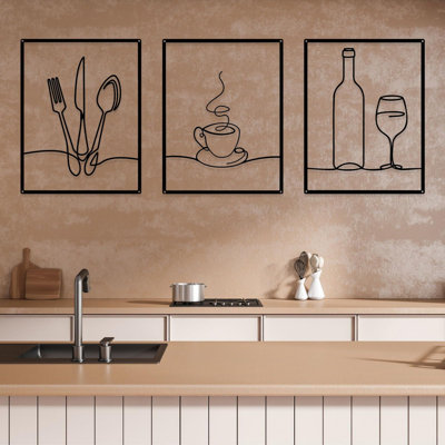 Ensemble de décoration murale de cuisine en métal 14 po x 11 po Minimalist