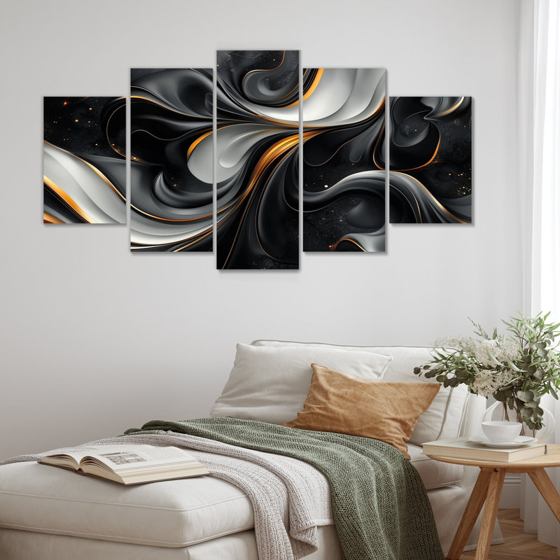 Fractale gris Peano Curve I - art mural fractal - art mural moderne, H 32 po x l 60 po, 5