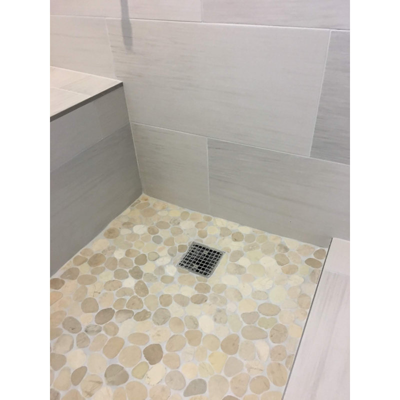 Tan Flat Natural Sea Pebbles Mosaic 12x"x12" Floor & Wall Tiles