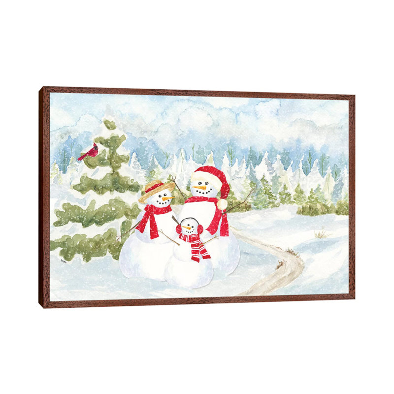 Snowman Wonderland - Family Scene by Tara Reed - Gallery-Wrapped Canvas Giclée on Canvas, Classic Wood Floater Framed