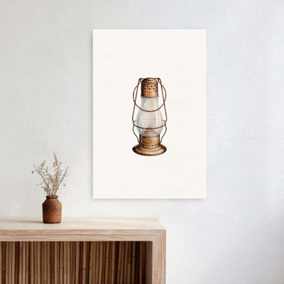 Vintage Oil Lantern Classic Retro Rustic Wall Art Print 1 Piece Wrapped Canvas Wall Art