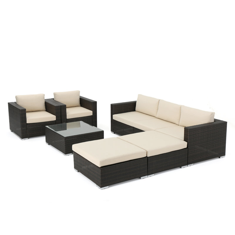 Jossif 5 - Person Patio Conversation Set with Cushions, Multibrown