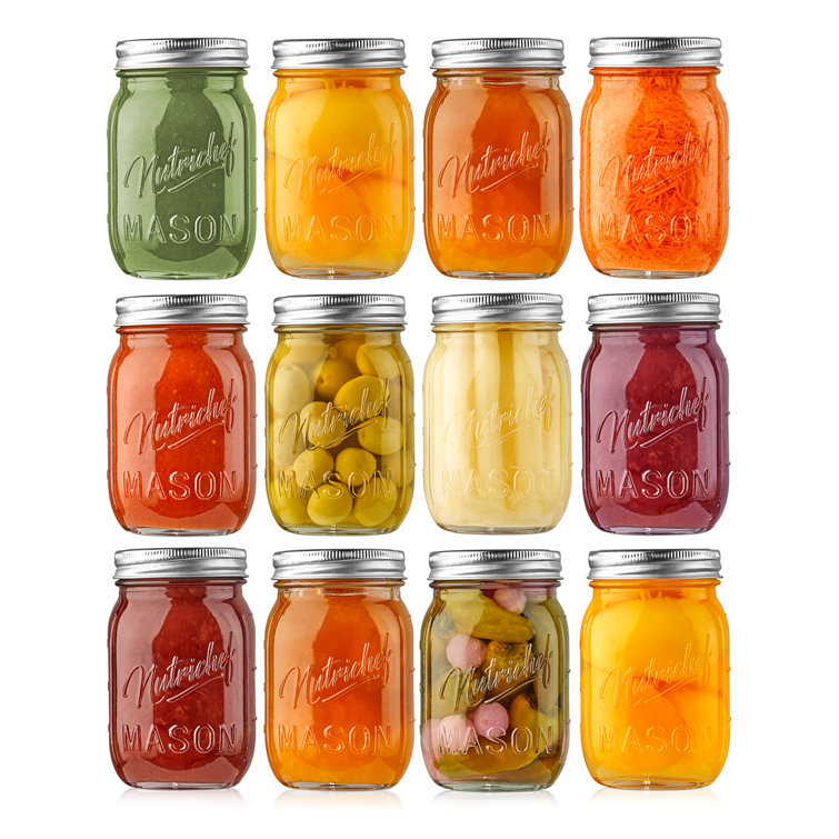 Nutrichef 4 Pcs. Glass Mason Jars With Regular Lids And Bands, Diy Magnetic  Spice Jars, Ideal For Meal Prep, Jam, Honey, Wedding Favors, And More :  Target