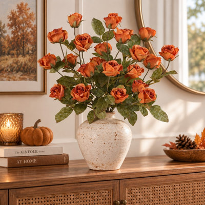 Ensemble de 6 tiges de roses artificielles d'automne de 71 cm (28 po) pour compositions en vase