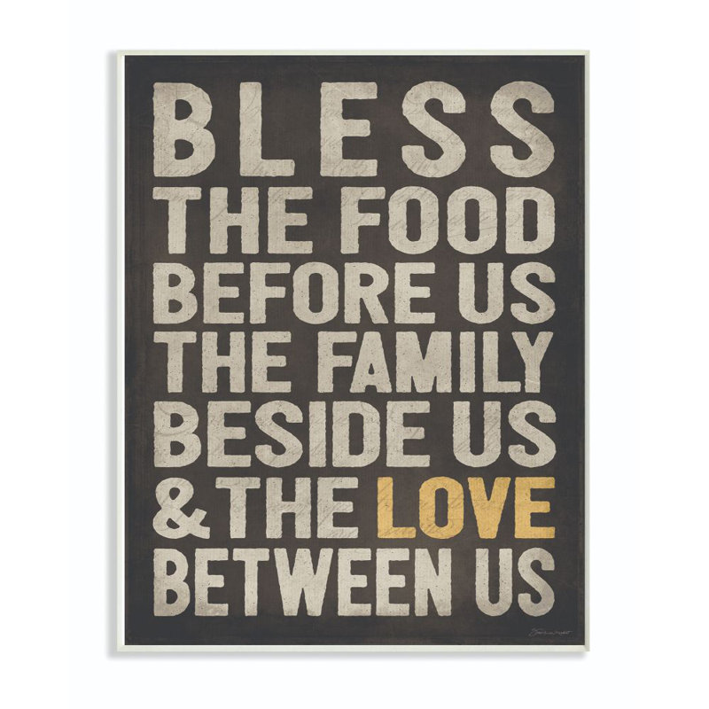 «Bless the Food Kitchen Bathroom Room Textured Word Design», impression sur toile, H 15 po x l 10 po x P 0,5 po