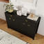 Buffet de rangement en bois avec portes à motif de vagues, 55 po, tablettes et tiroirs réglables, style moderne luxueux-371471698