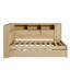 Lit de jour simple en bois avec tablettes de rangement, USB et lit gigogne-965942484