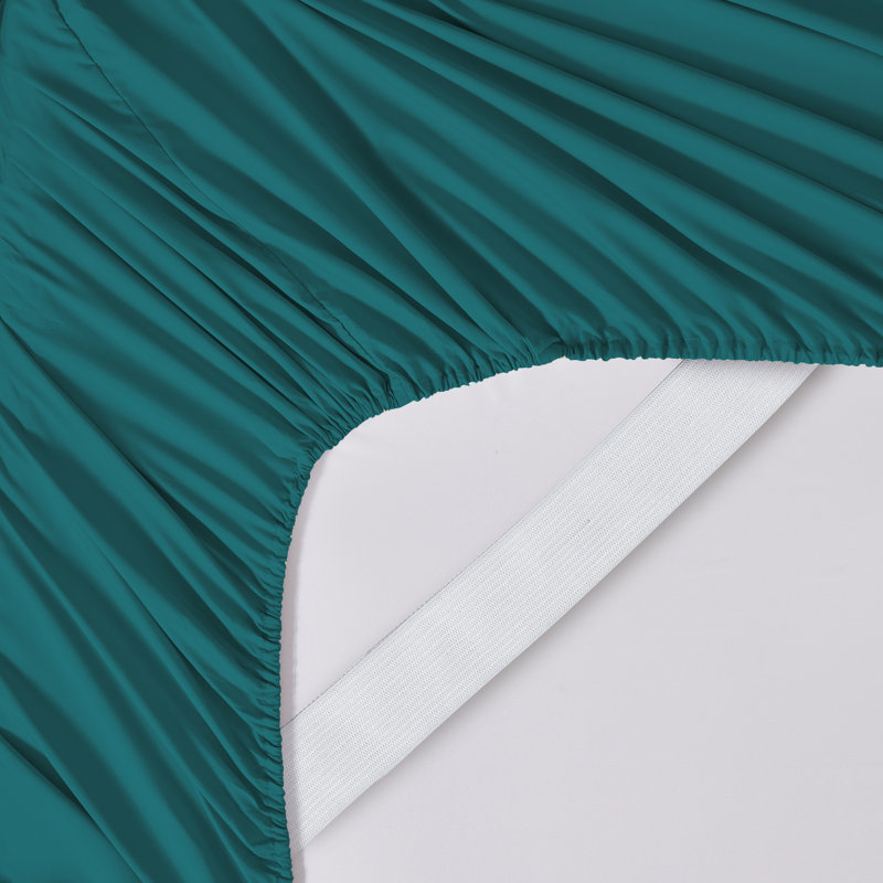 Brushed Microfiber Bottom Sheets with Built in Sheet Straps, Twin Fitted Sheet, Teal