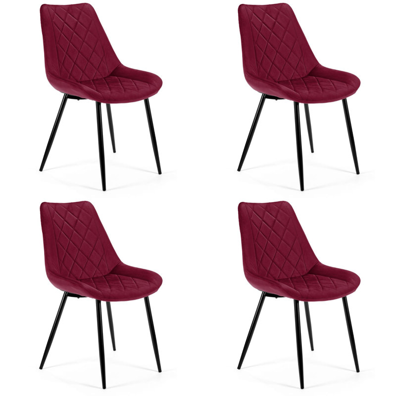 Krzesło Róż 46cm H Tufted Velvet Upholstered Upholstered Back Side Chair, Burgundy