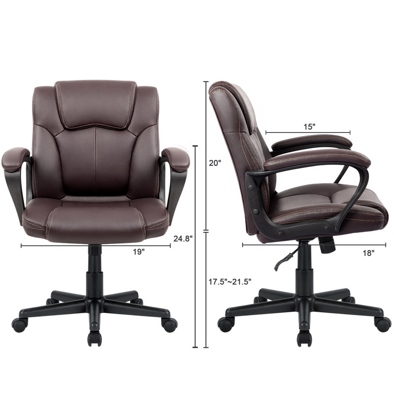 Highlandville Home office Mid Back Executive Swivel Computer Task Desk Chair, Brown