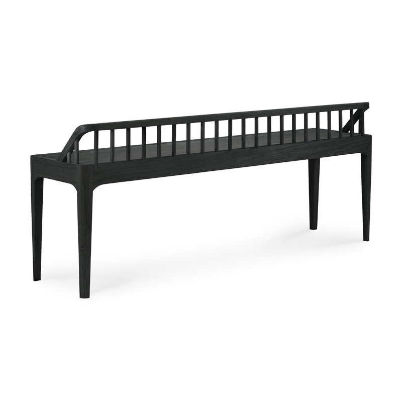 Spindle Solid Wood Bench, Oak Black