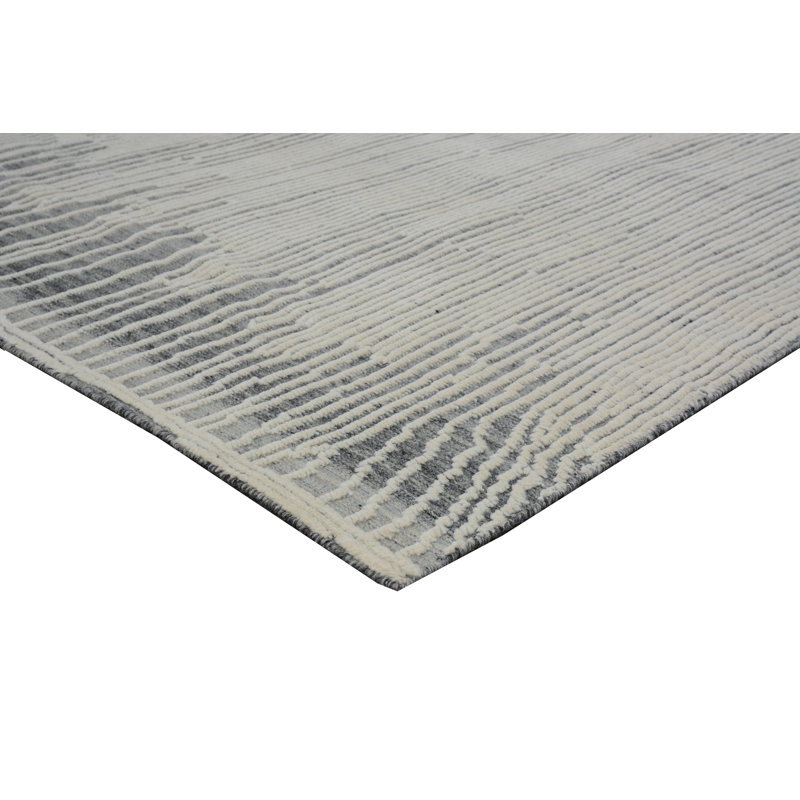 Moroccan Wool Area Rug, Rectangle 10' x 14', No Pattern and Not Solid Color