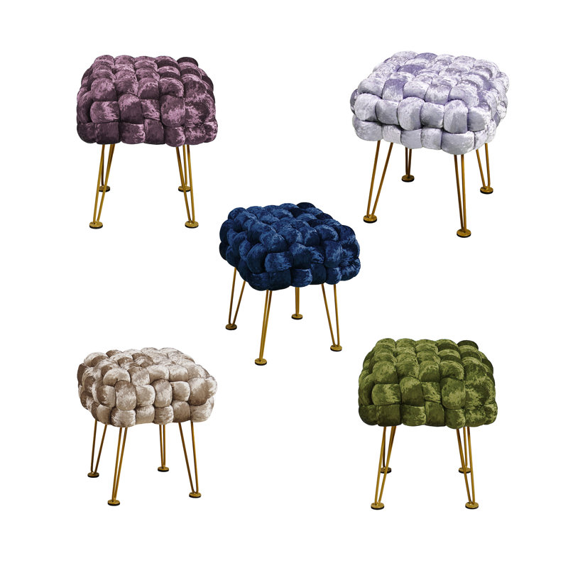 16" Wide Velvet Square Ottoman, Simply Taupe Velvet