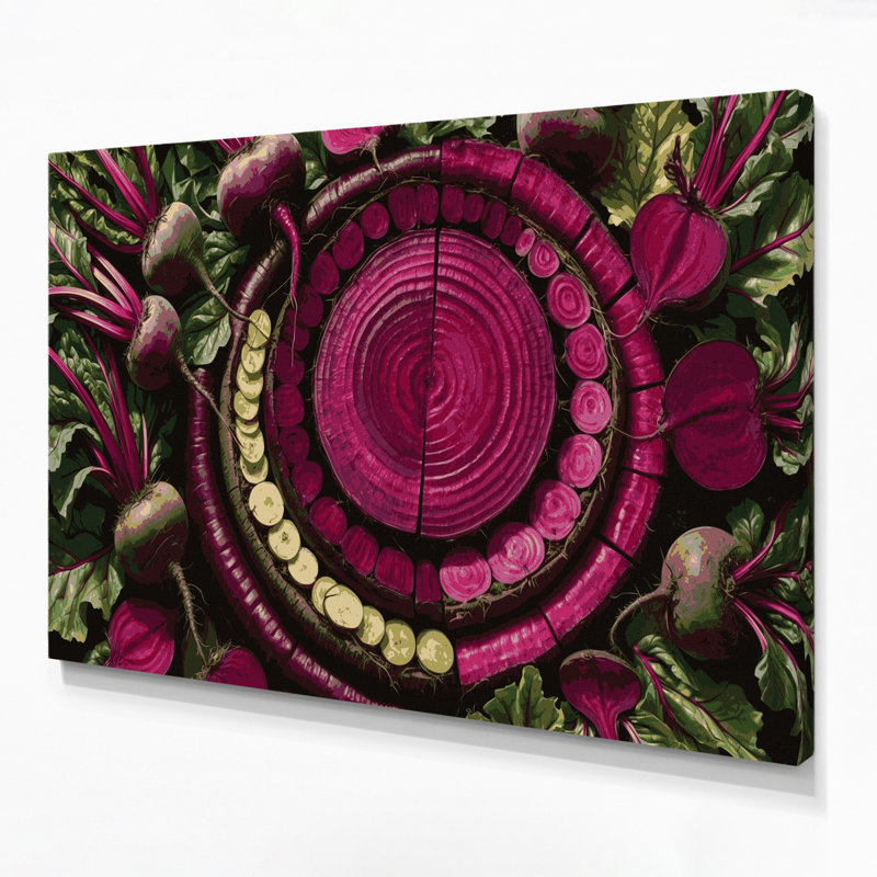Vegetables Beetroot Black Canvas Wall Art
