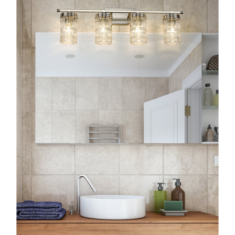 Meuble-lavabo 4 lumières Archer, Nickel brossé