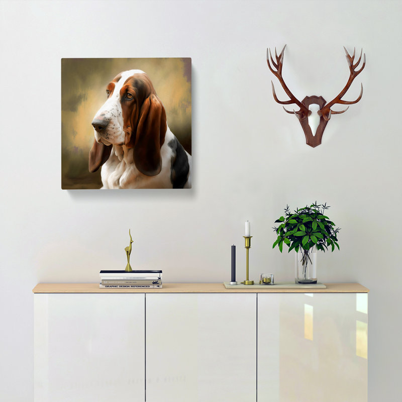 Basset Hound Digital Art - Wrapped Canvas, 50cm H x 50cm W x 3cm D