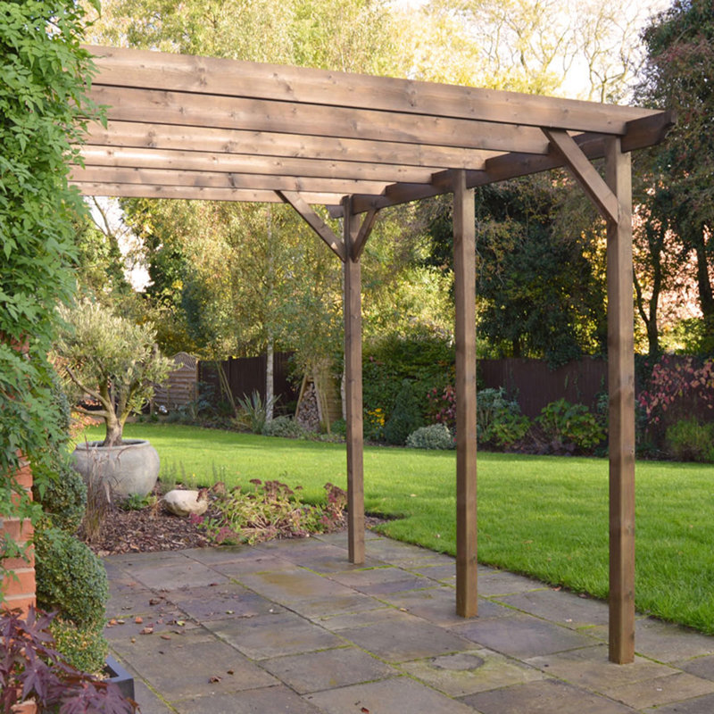 Randi Manufactured Wood Pergola, 270cm H x 420cm W x 420cm D, Rustic Brown