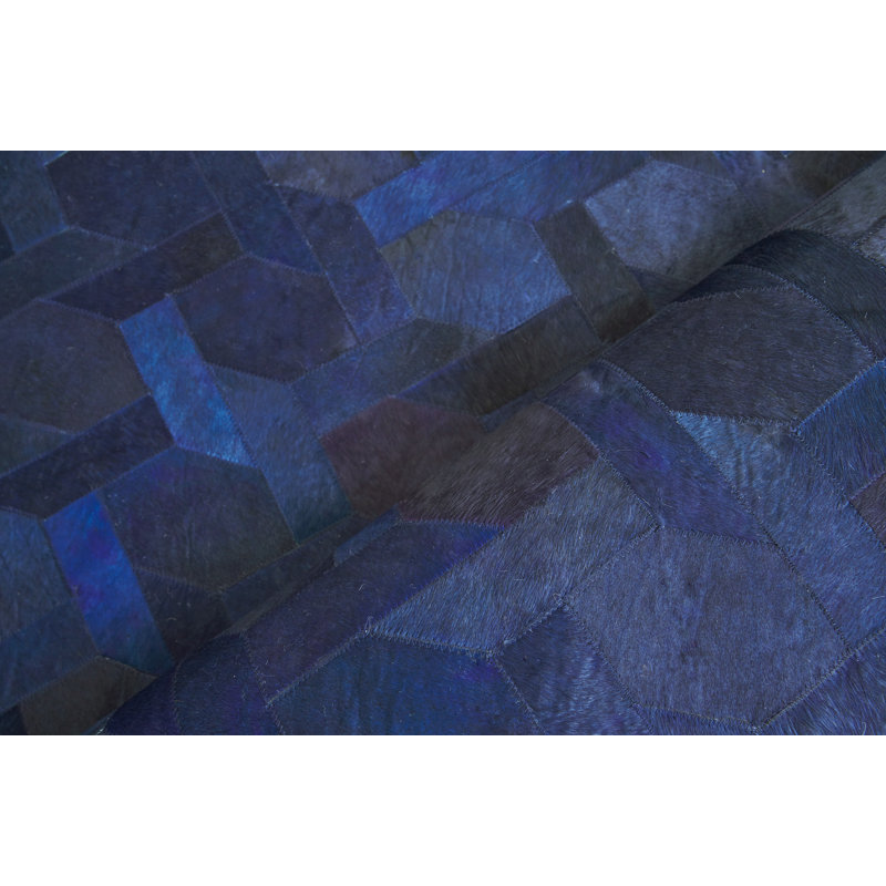 Natural Hide Cowhide Geometric Area Rug, Rectangle 9'6" x 13'6"