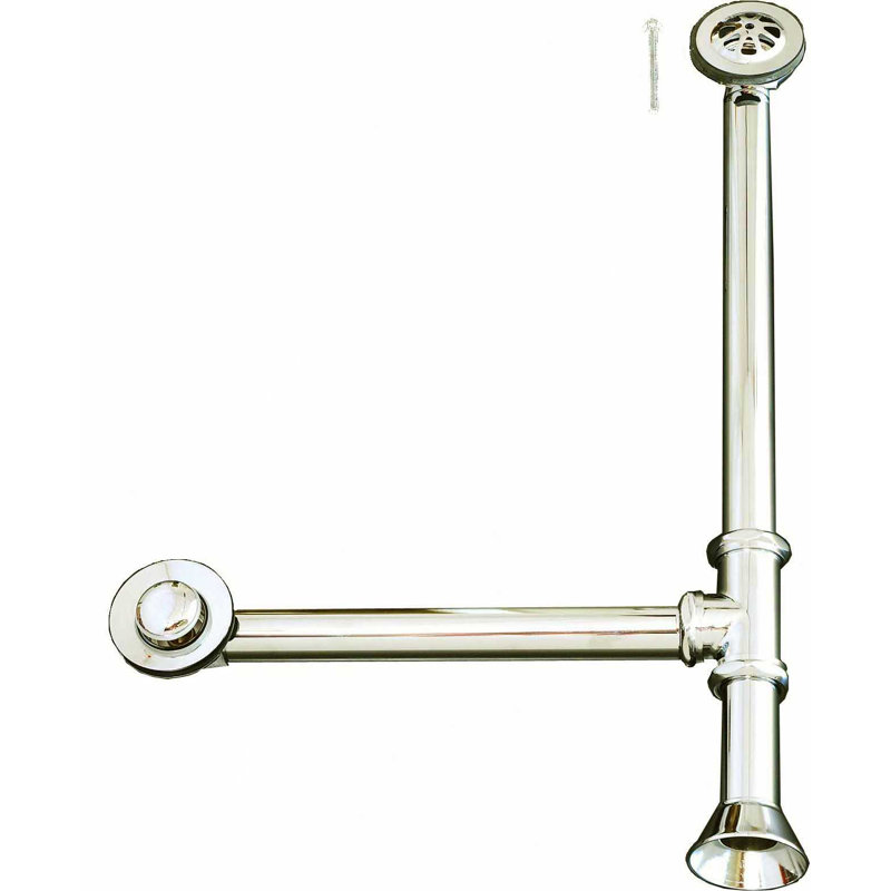 Chain and Stopper Waste and Overflow Tub Drain P0007TE by Strom Living, Polished Nickel