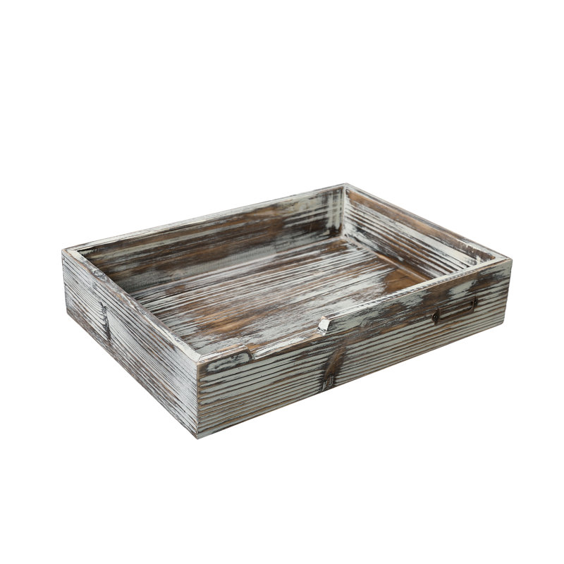 Palmerton Wooden Stackable Serving Tray Paper Organiser, Torched Wood
