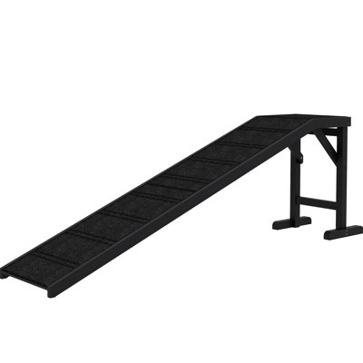Pet Mobility Ramp, 74"x16"x25", Black, Non-slip Surface & Pine Cat And Dog Movement Support Black. Stable, Pine, Facilitates Pets