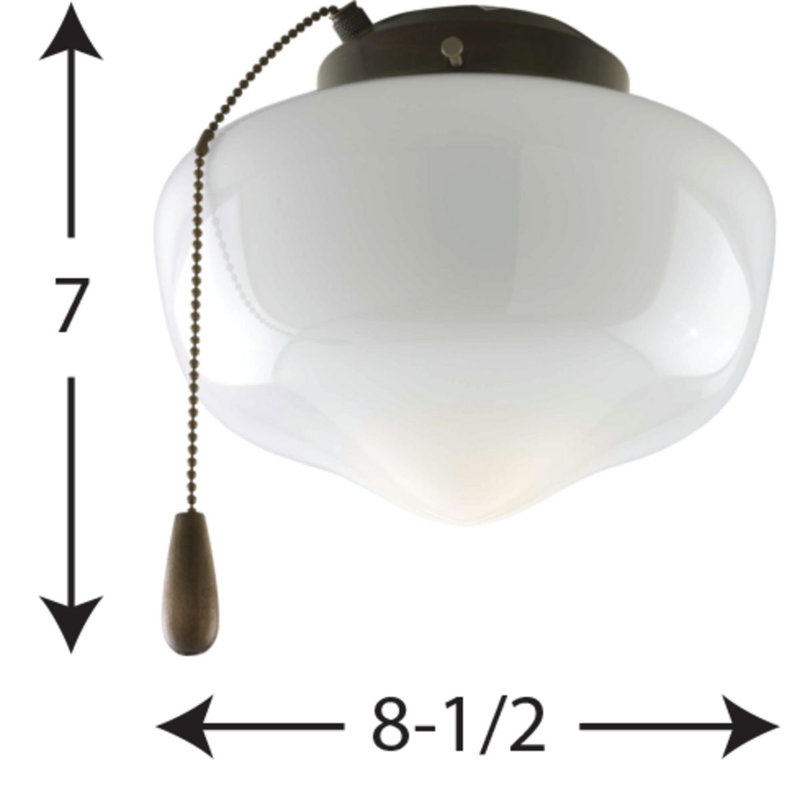 1-Light Universal Ceiling Fan Schoolhouse Light Kit, Antique Bronze