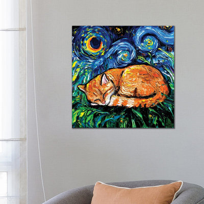 Orange Tabby Night 1 Piece Wrapped Canvas Painting