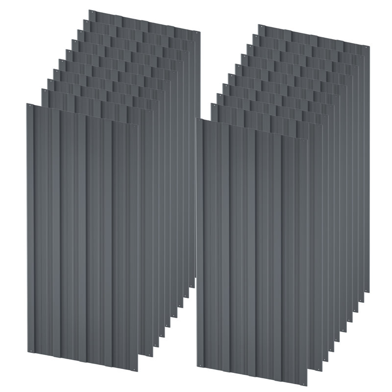 Roof Panels Galvanized Steel Hardware Roofing Sheets, Gray, 16.77" W x 42.52" L