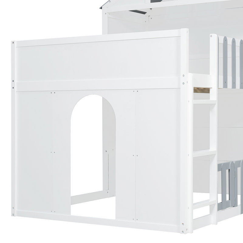 Lit superposé Modern House, Double sur double, Gris