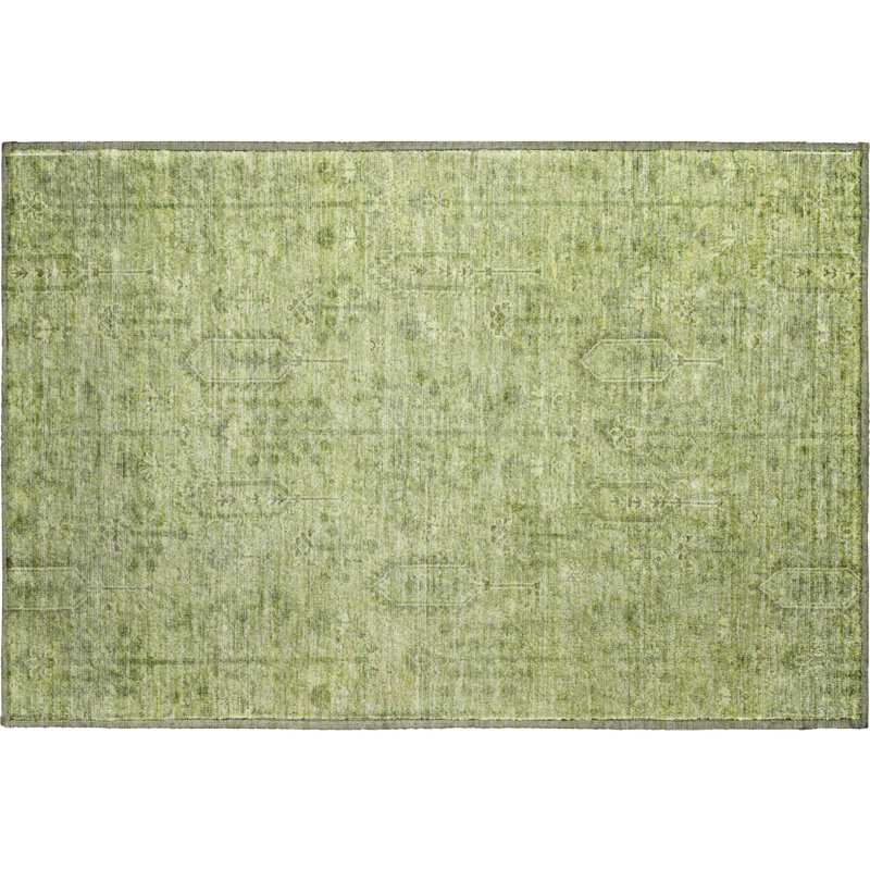 Premium Machine Washable Prisco Sage Rug, Rectangle 1'8" x 2'6"