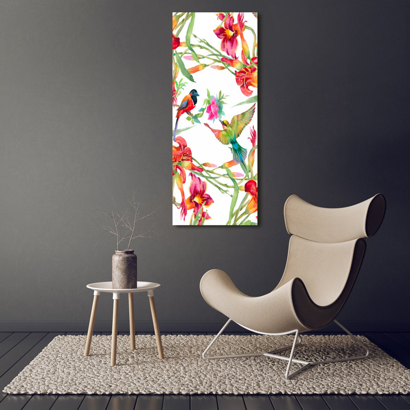 Birds And Flowers - Wrapped Canvas Print