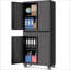 Armoire de rangement en métal, rangement de garage de 73 pouces avec portes verrouillables et tablettes réglables, armoire à outils robuste avec 2 tiroirs