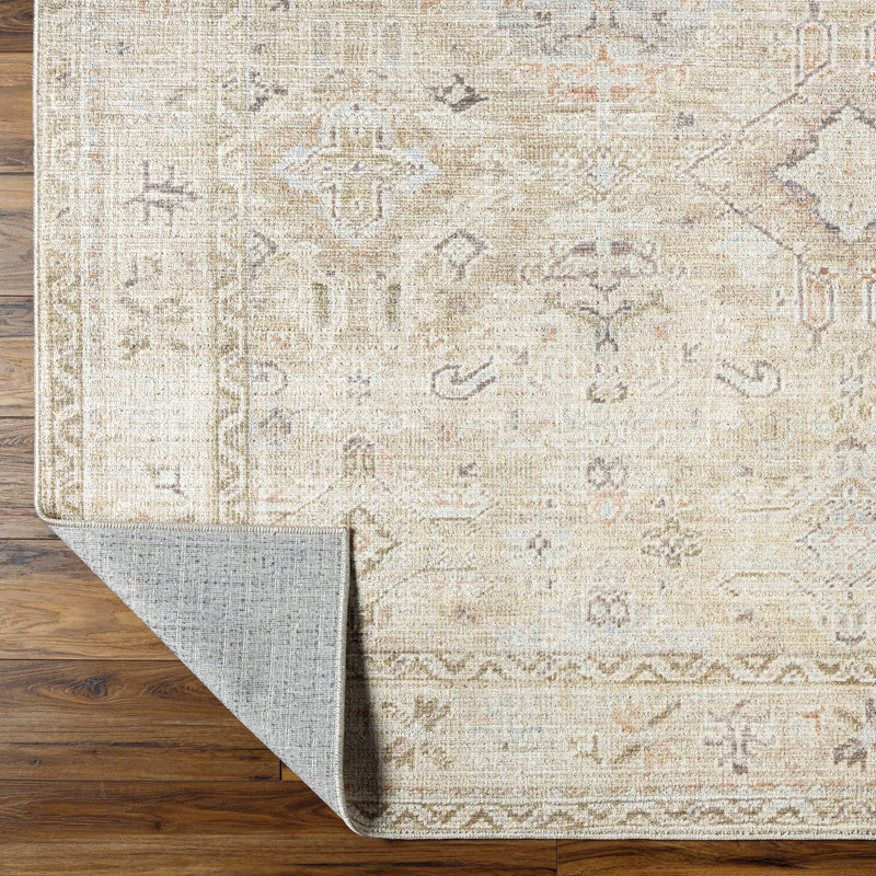 Marlene Cream and Beige Vintage Medallion Area Rug 10' x 14'