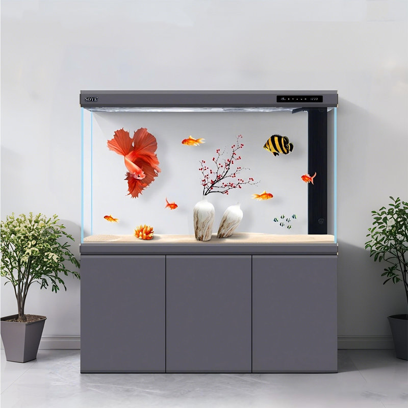 Grand aquarium 59,5 po gris, 70,01 gallons (H 62,99 po x l 59,06 po x P 15,75 p