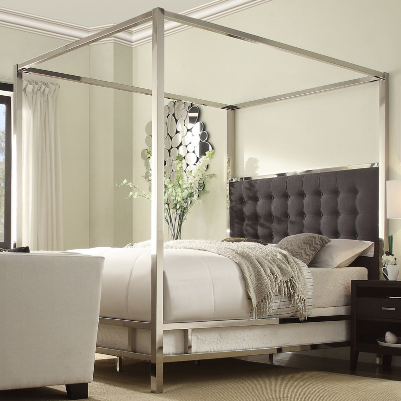 Upholstered Metal Standard Bed, King