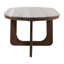 Table basse Adonia moderne en marbre et en bois pour le salon - petite table d'appoint avec base piédestal pour décoration intérieure élégante - brun clair et brun