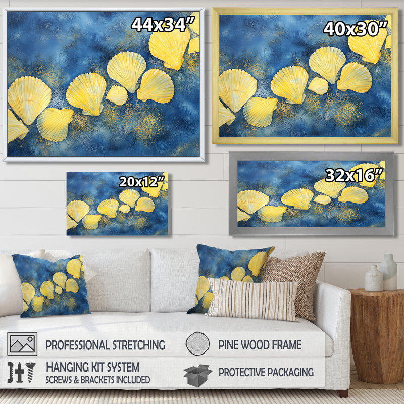 «Ethereal Cascade Of Seashells III - Seashells», reproduction sur toile, H 34 po x l 44 po, Toile tendue, Ne s’applique pas