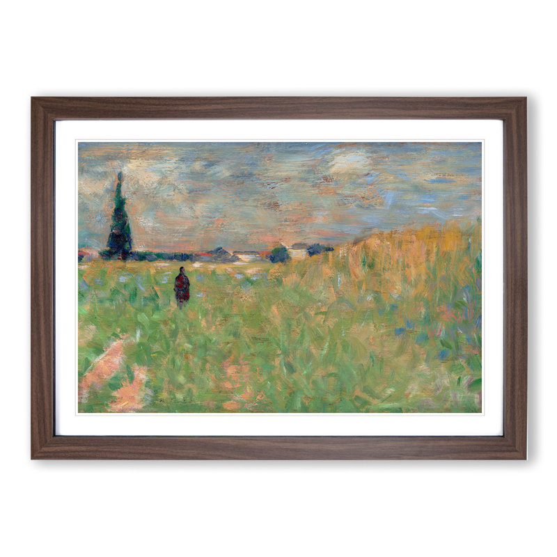A Summer Landscape by Georges Seurat - Picture Frame Painting, 27cm H x 36cm W x 2cm D, Walnut Framed
