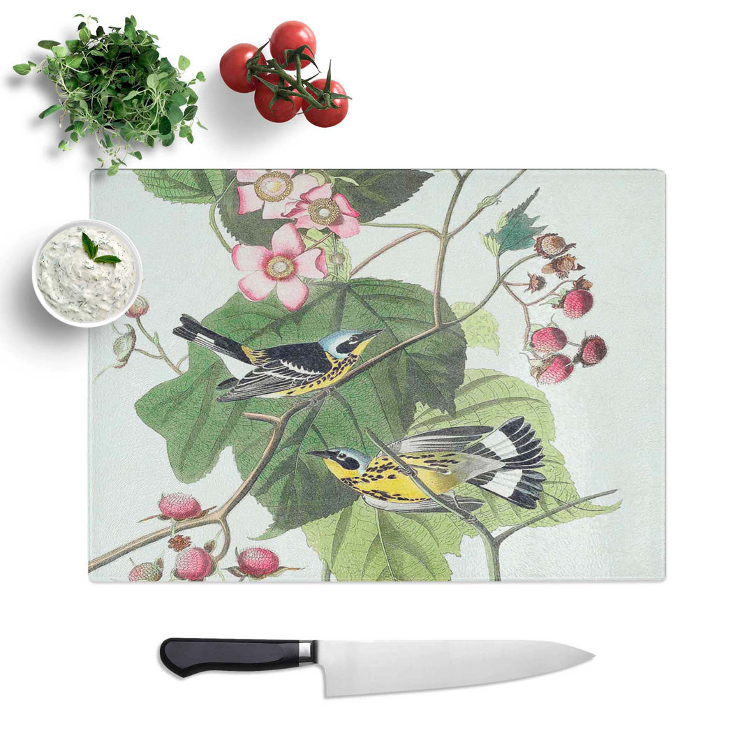 Tempered Glass Warbler Birds Chopping Board
