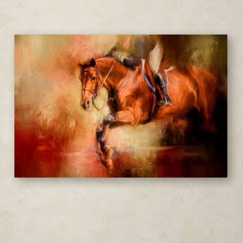 «Clearing the Jump» de Vidur, reproduction sur toile tendue, 16 po x 24 po