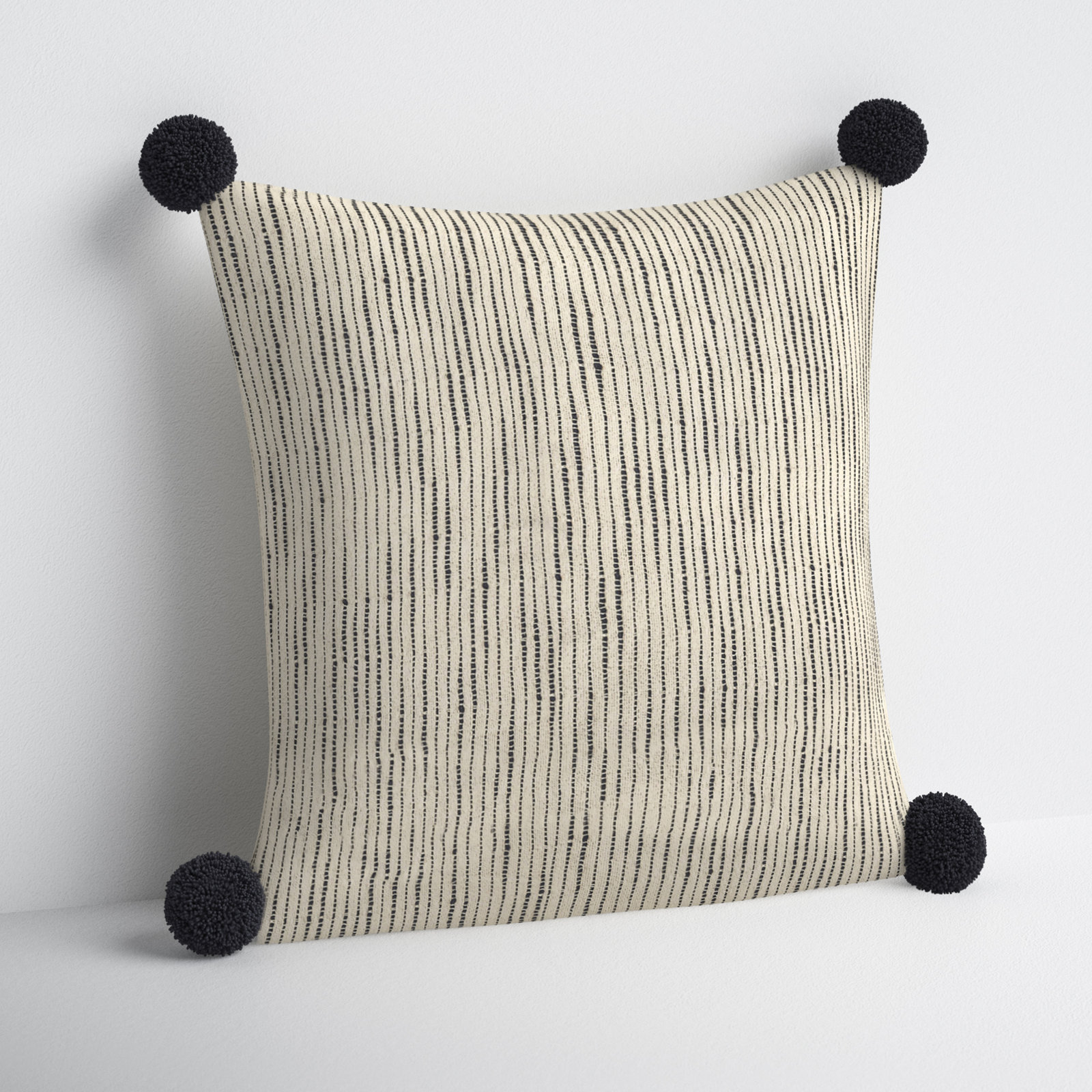 Smith Pom-poms Cotton Pillow Cover, 20" x 20"