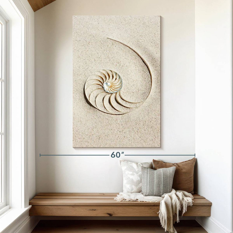 Brampt Nautilus Shell In Sand, 51" H x 34" W