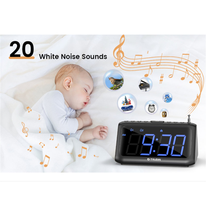 No Style Digital Mechanical Tabletop Clock with Alarm in Black