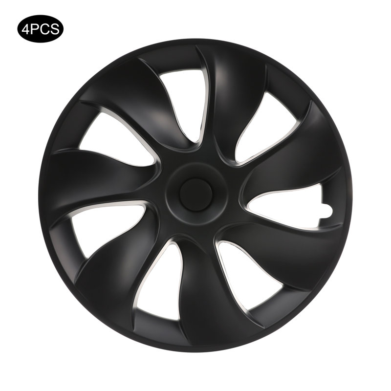 4PCS Wheel Hub Covers 19in Car Wheel Hubcaps Matte Black Snap‑on Wheel Trim Covers Hub Caps for 2020 to 2024 Tesla Model Y