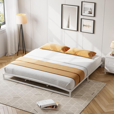 Low Bed Frame Full Size - 6/10 Inch Heavy Duty Metal Platform Mattress Foundation No Box Spring Needed  Noise-Free