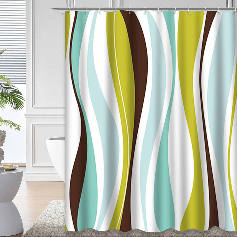 Rideau de douche Retro Wave Stripe, L 72 po x l 72 po