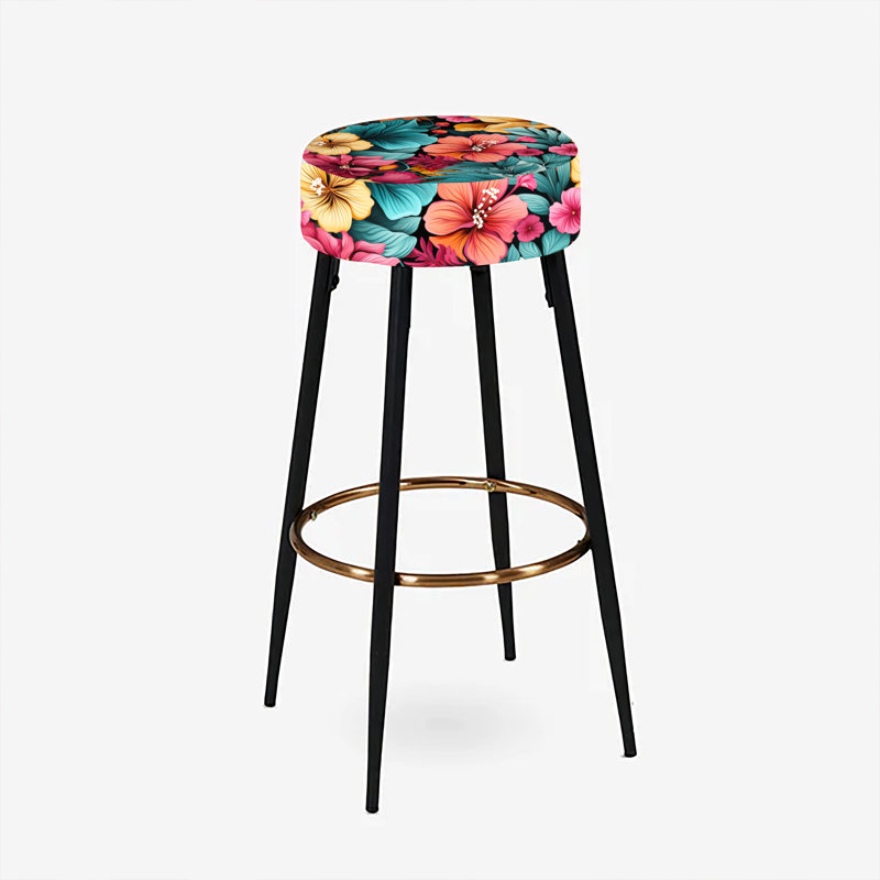 Ensemble de 2 tabourets de bar motif aquarelle tropical